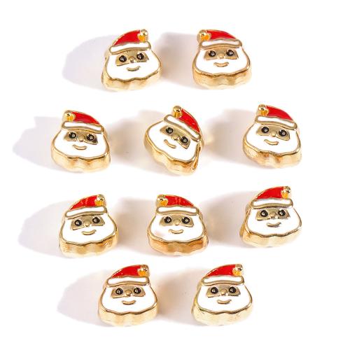 Zinc Alloy Jewelry Beads Santa Claus gold color plated DIY & enamel nickel lead & cadmium free Sold By Bag