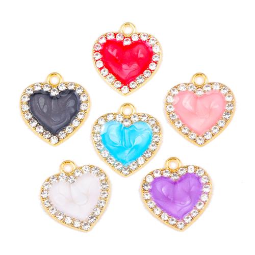 Zinc Alloy Enamel Pendants Heart gold color plated DIY nickel lead & cadmium free Sold By Bag