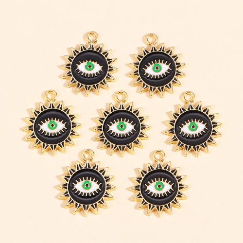 Evil Eye Pendants Zinc Alloy gold color plated DIY & evil eye pattern & enamel black nickel lead & cadmium free Sold By Bag