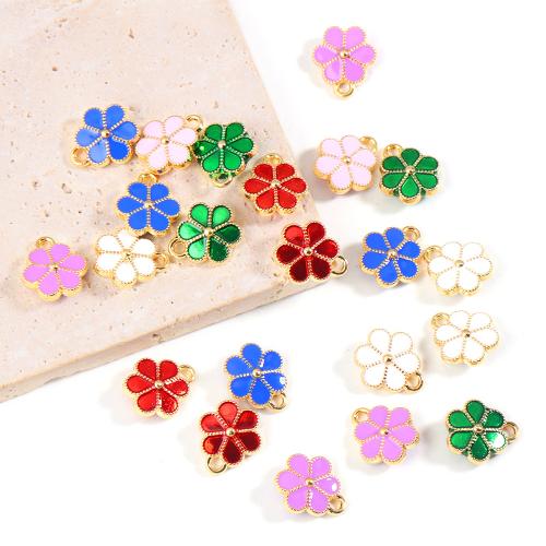 Zinc Alloy Enamel Pendants Flower plated DIY nickel lead & cadmium free Sold By Bag