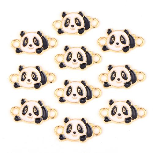 Connecteur en alliage de Zinc animal, panda, Placage de couleur d'or, DIY & émail & boucle de 1/1, noire, protéger l'environnement, sans nickel, plomb et cadmium, 20x11mm, 100PC/sac, Vendu par sac