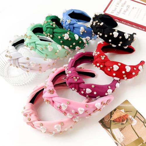 Hair Bands Cloth with Plastic Pearl fashion jewelry & with rhinestone Sold By PC