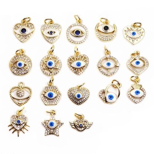 Evil Eye sieraden ketting, Messing, gold plated, DIY & verschillende stijlen voor de keuze & micro pave zirconia, Verkocht door PC