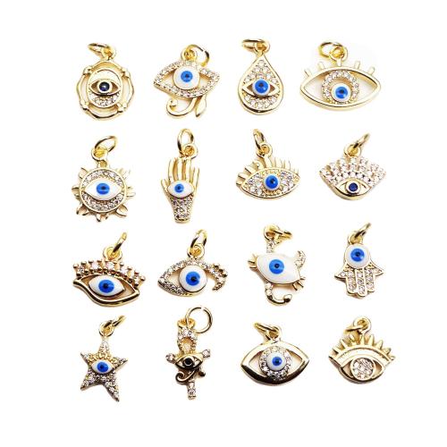 Evil Eye Jewelry Necklace Brass gold color plated DIY & micro pave cubic zirconia Sold By PC