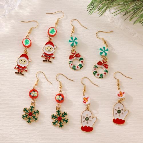 Christmas Earrings Zinc Alloy Christmas Design & for woman & enamel golden Sold By Pair