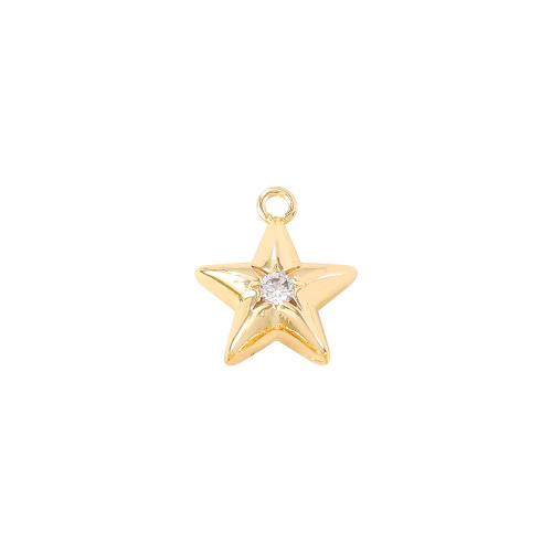 Kubik Zirkonium mikro bana Mässing hängande, Star, äkta guldpläterad, DIY & micro bana cubic zirconia, gyllene, 11.50x13mm, Säljs av PC