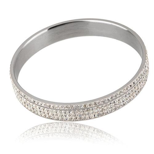 Bracelet d'acier titane, Placage, pour femme & avec strass, couleur originale, Diameter about 65mm, width about 12mm, Vendu par PC