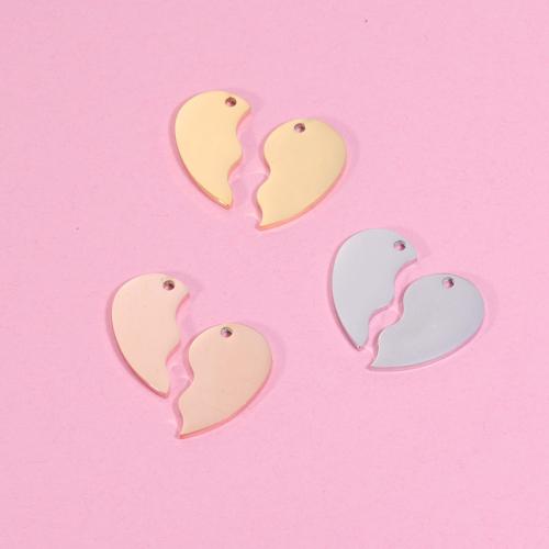 Stainless Steel Heart Pendants 304 Stainless Steel plated DIY & for couple Sold By Set