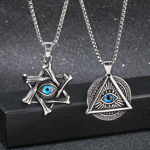 Evil Eye Pendants 304 Stainless Steel Vacuum Ion Plating evil eye pattern & for man & enamel 38mm Sold By PC