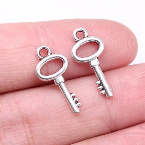 Zinklegering Key Hangers, Zinc Alloy, Sleutel, antiek zilver plated, DIY, 20x9mm, Verkocht door PC