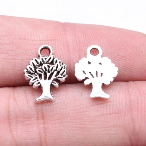 Colgantes de Aleación de Zinc, Árbol, chapado en color de plata antigua, Bricolaje, 15x11mm, Vendido por UD