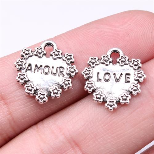 Zinc Alloy Heart Pendler, antik sølv farve forgyldt, du kan DIY, 16x15mm, Solgt af PC