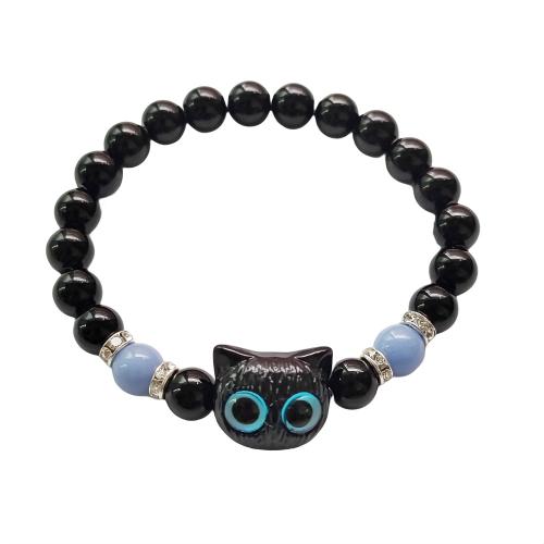 Agate Armbånd, Cat, Unisex & luminated, flere farver til valg, Indvendig diameter:Ca. 55mm, Solgt af PC