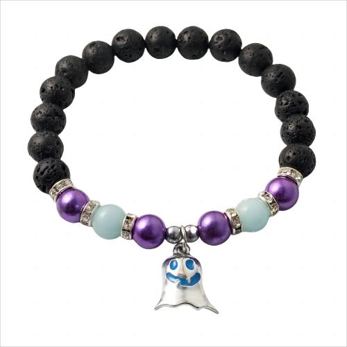 lave volcanique bracelet, avec Cuivre & verre, fantôme, unisexe & Bijoux d'Halloween & lumineux, plus de couleurs à choisir, Diamètre intérieur:Environ 55mm, Vendu par PC