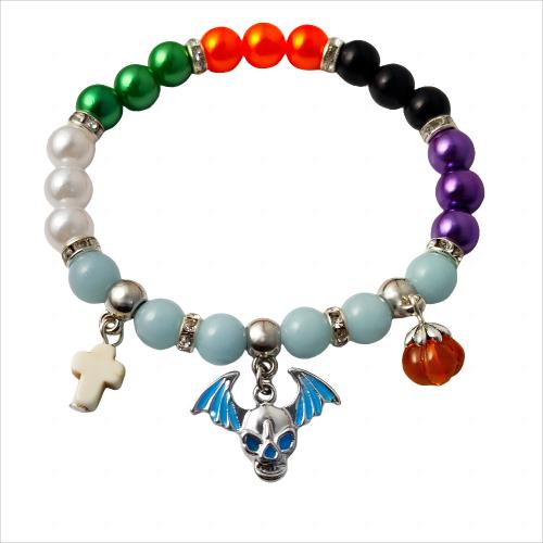 Plastic Bracelet with Copper & Glass Skull Unisex & Halloween Jewelry Gift & luminated Inner Approx 55mm Sold By PC