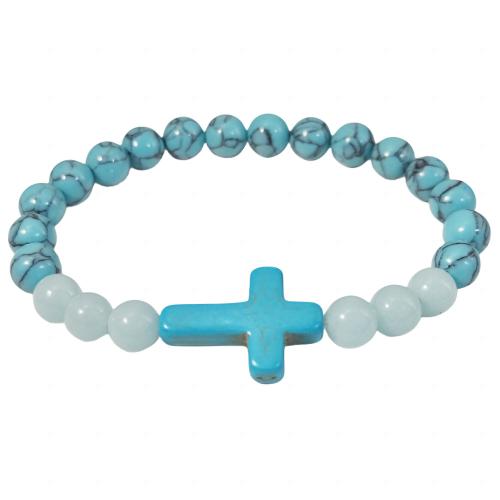 turquoise Bracelet, Cross, unisex & luminated, dathanna níos mó le haghaidh rogha, Trastomhas Istigh:Thart 55mm, Díolta De réir PC