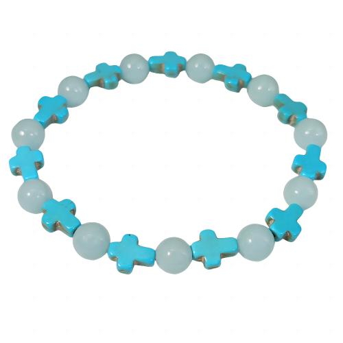 turquoise bracelet, croix, unisexe & lumineux, plus de couleurs à choisir, Diamètre intérieur:Environ 55mm, Vendu par PC