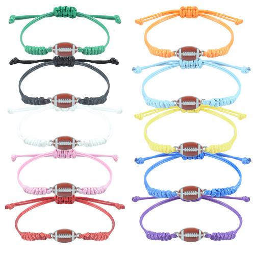 Zinc Alloy Bracelet with Wax Cord Baseball handmade fashion jewelry & Unisex Length Approx 7.1-11.8 Inch Sold By PC