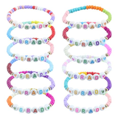 Glass Seed Beads Bracelet handmade fashion jewelry & Unisex & with letter pattern Length Approx 6.3-11.8 Inch Sold By PC