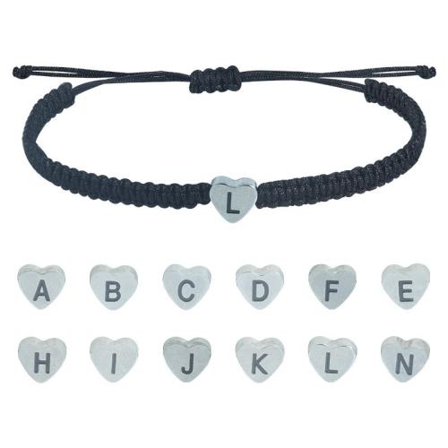 304 Stainless Steel Bracelet with Knot Cord Heart handmade Unisex & with letter pattern Length Approx 6.29-11.81 Inch Sold By PC