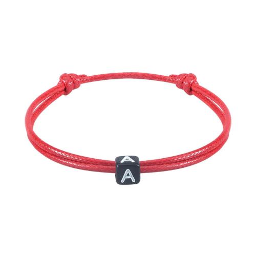 Acrylic Bracelet with Polyester Cord Square handmade Unisex & with letter pattern Length Approx 6.29-11.81 Inch Sold By PC