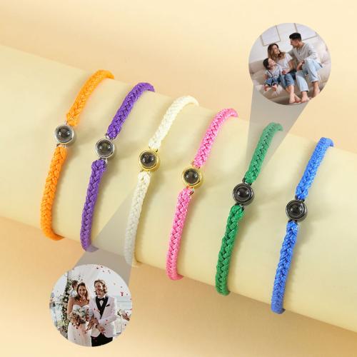 Zinc Alloy Miniature Projection Bracelet with Wax Cord handmade Unisex & braided Length Approx 7.08-11.81 Inch Sold By PC