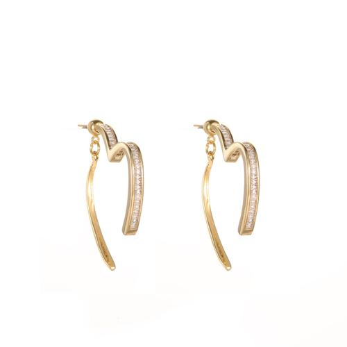 Brass Stud Earring fashion jewelry & for woman & with rhinestone 30mm Sold By Pair