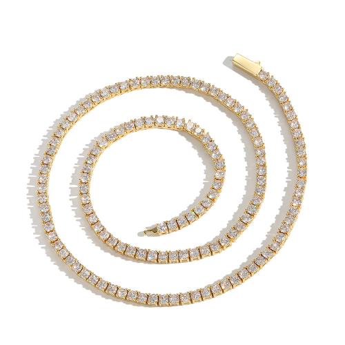 Collier en laiton cubique Zircon Micro Pave, bijoux de mode & longueur différente pour le choix & unisexe & pavé de micro zircon, plus de couleurs à choisir, Vendu par PC