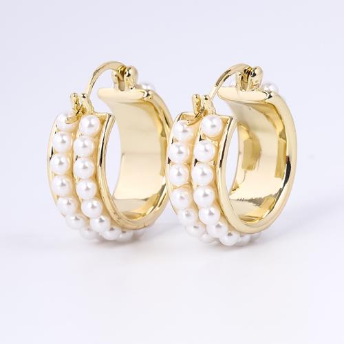 Prás Leverback Earring, le Pearl Plaisteacha, jewelry faisin & do bhean, 23x25mm, Díolta De réir Péire