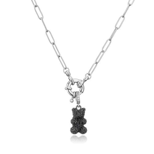 Collier en laiton cubique Zircon Micro Pave, ours, bijoux de mode & styles différents pour le choix & pavé de micro zircon & pour femme, plus de couleurs à choisir, Longueur Environ 45 cm, Vendu par PC