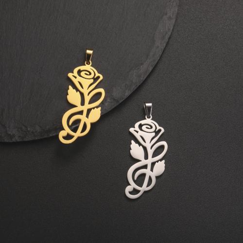 Stainless Steel Flower Pendant 304 Stainless Steel Vacuum Ion Plating DIY Sold By PC