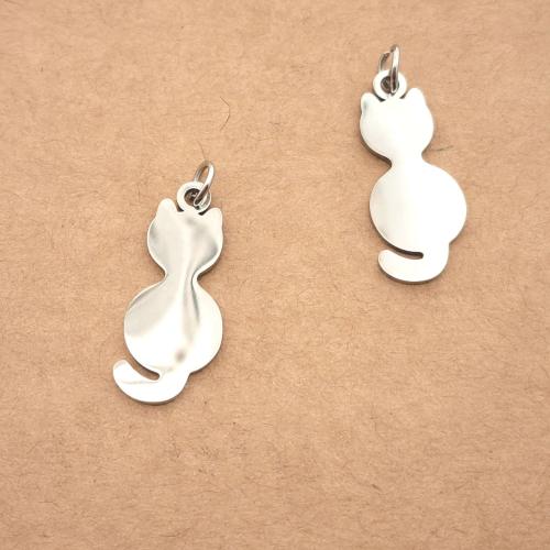 Stainless Steel Animal Pendants 304 Stainless Steel Cat DIY original color Sold By PC