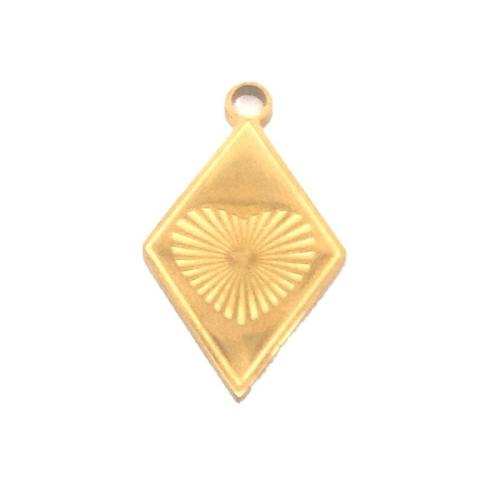 Jóias Pingentes de aço inoxidável, Aço inoxidável 304, Rhombus, DIY, dourado, 25x15mm, vendido por PC