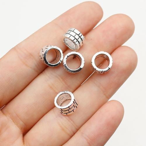 aleación de zinc abalorio con ajugero largo, Donut, chapado en color de plata, Bricolaje, libre de níquel, plomo & cadmio, 9x6mm, agujero:aproximado 6mm, aproximado 200PCs/Bolsa, Vendido por Bolsa