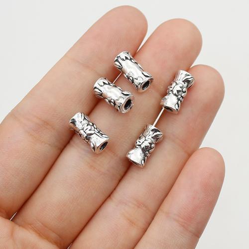 Zink Alloy Smycken Pärlor, Bamboo, silver pläterad, DIY, nickel, bly och kadmium gratis, 11x5mm, Hål:Ca 2.5mm, Ca 200PC/Bag, Säljs av Bag