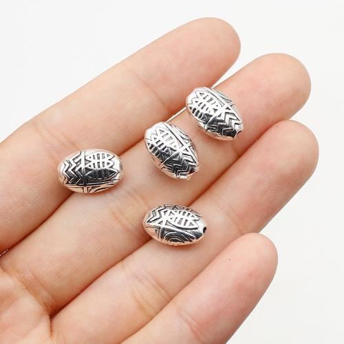 Zinc Alloy Jewelry Beads Oval silver color plated DIY nickel lead & cadmium free Approx 1mm Approx Sold By Bag