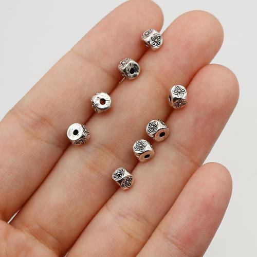 Bijoux de perles en alliage de Zinc , cube, Placage de couleur argentée, DIY, protéger l'environnement, sans nickel, plomb et cadmium, 5mm, Trou:Environ 1.5mm, Environ 200PC/sac, Vendu par sac