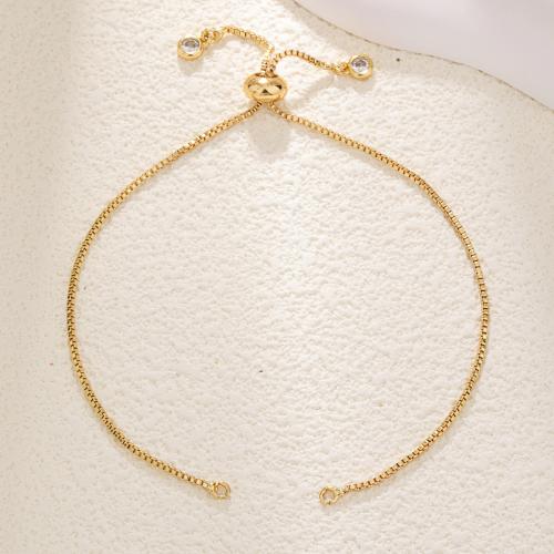 Brass Necklace Chain gold color plated Adjustable & DIY & micro pave cubic zirconia nickel lead & cadmium free Sold By PC