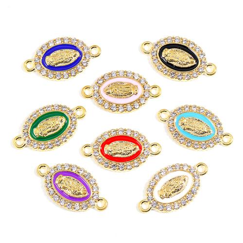 Zinc Alloy Connector gold color plated DIY & enamel & with rhinestone & 1/1 loop nickel lead & cadmium free Sold By Bag