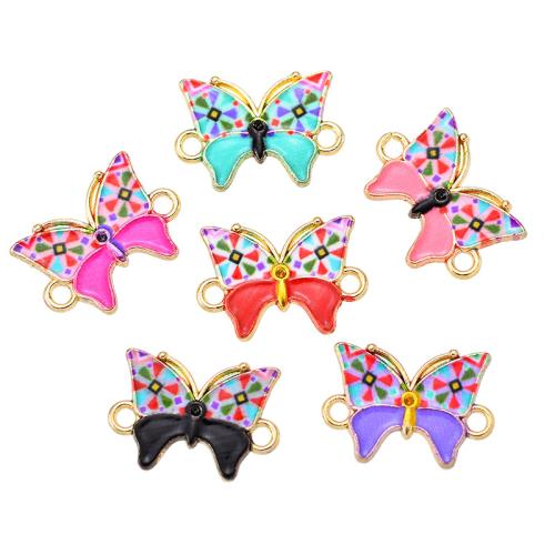 Animal Zinc Alloy Connector Butterfly gold color plated DIY & enamel & 1/1 loop nickel lead & cadmium free Sold By Bag