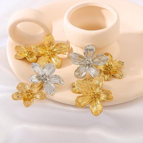 Stainless Steel Drop Earring 304 Stainless Steel Flower plated for woman Sold By Pair