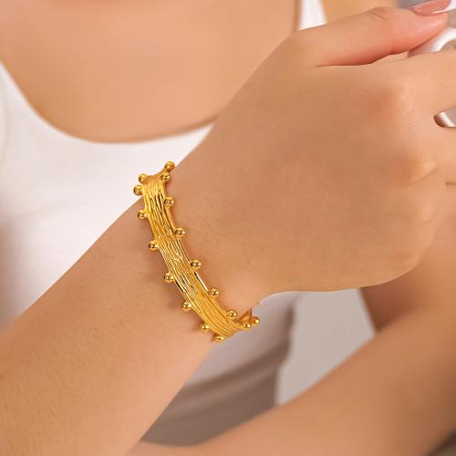 Stainless Steel Bangle 304 Stainless Steel gold color plated Adjustable & for woman Sold By PC