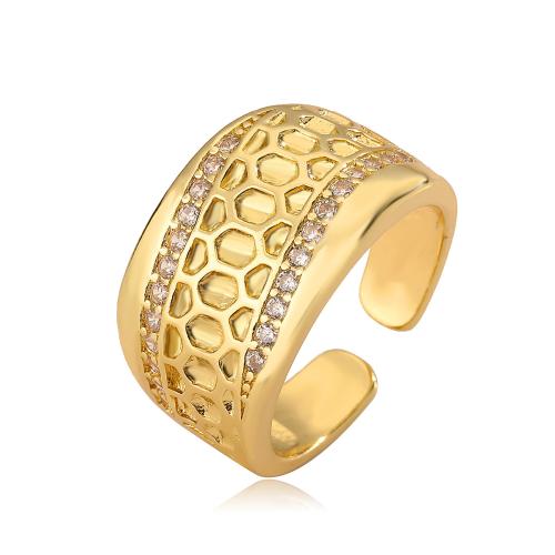 Cúbicos Circonia Micro Pave anillo de latón, metal, chapado en color dorado, Joyería & micro arcilla de zirconia cúbica, dorado, libre de níquel, plomo & cadmio, Ring inner diameter:16 ~18mm, Vendido por UD