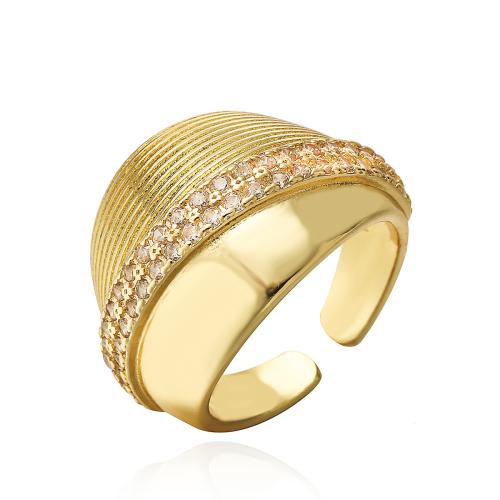 Cúbicos Circonia Micro Pave anillo de latón, metal, chapado en color dorado, Joyería & micro arcilla de zirconia cúbica, dorado, libre de níquel, plomo & cadmio, Ring inner diameter:16 ~18mm, Vendido por UD