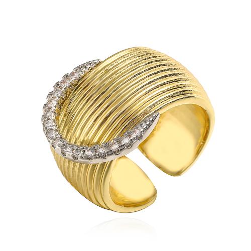 Cubique anneau en laiton Circonia Micro Pave, Placage de couleur d'or, bijoux de mode & pavé de micro zircon, doré, protéger l'environnement, sans nickel, plomb et cadmium, Ring inner diameter:16 ~18mm, Vendu par PC