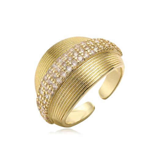 Cúbicos Circonia Micro Pave anillo de latón, metal, chapado en color dorado, Joyería & micro arcilla de zirconia cúbica, dorado, libre de níquel, plomo & cadmio, Ring inner diameter:16 ~18mm, Vendido por UD