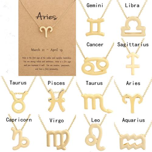 Zinc Alloy Jewelry Necklace plated fashion jewelry & Zodiac symbols jewelry & Unisex Length Approx 41-50 cm Sold By PC