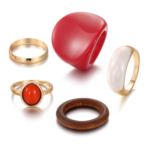 Zinc Alloy Ring Set with Resin 5 pieces & fashion jewelry & for woman Sold By Set