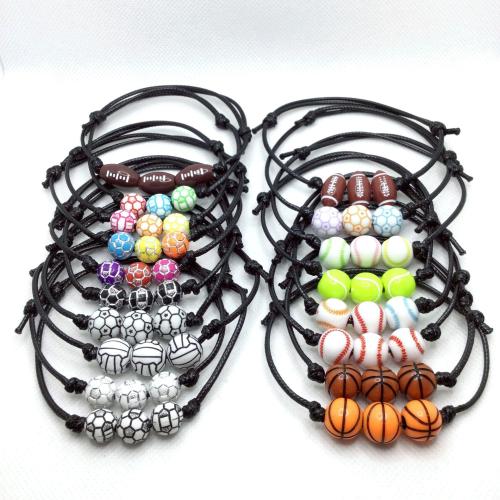 Fashion Create Wax Cord Bracelets with Plastic handmade Unisex Length Approx 14-28 cm Sold By PC