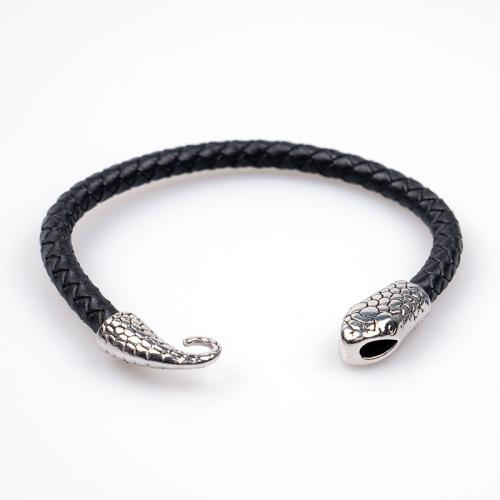 PU Cord Armbånd, Zinc Alloy, med PU, håndlavet, Unisex, flere farver til valg, Længde Ca. 21.5 cm, Solgt af PC